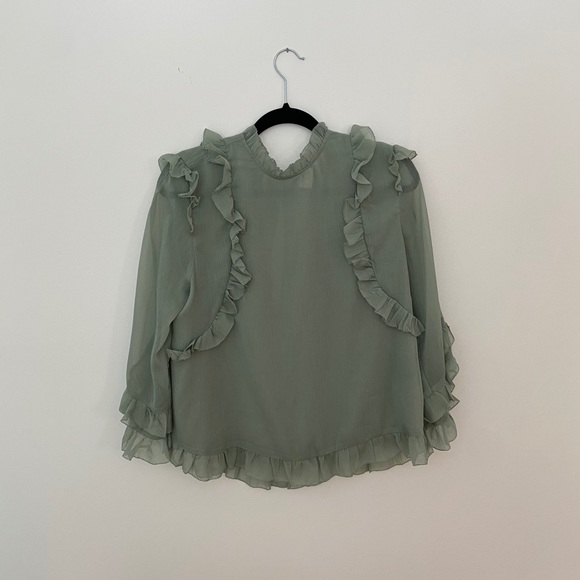 H&M Green Ruffle Blouse - Picture 2 of 3